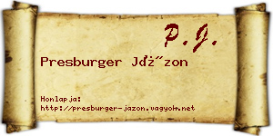 Presburger Jázon névjegykártya
